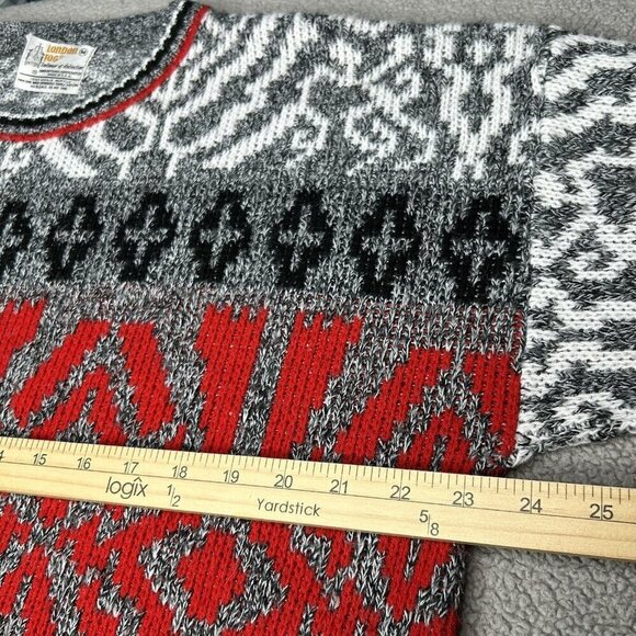 Vintage London Fog Sweater Mens Medium Aztec Geometric Knit Pullover 90s USA - Picture 8 of 11
